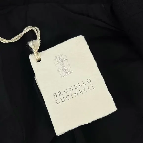 Brunello Cucinelli Monili Bead Trimmed DB Peacoat Jacket Black Size 42 US 6 NWT